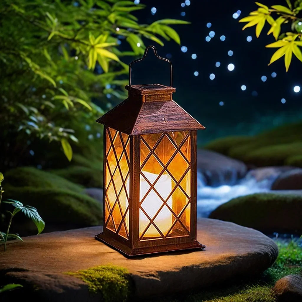 1PC Solar Lantern Outdoor, Decorative Candle Lamp with Auto On/Off, Waterproof Solar Powered for Garden/Patio/Yard Decor