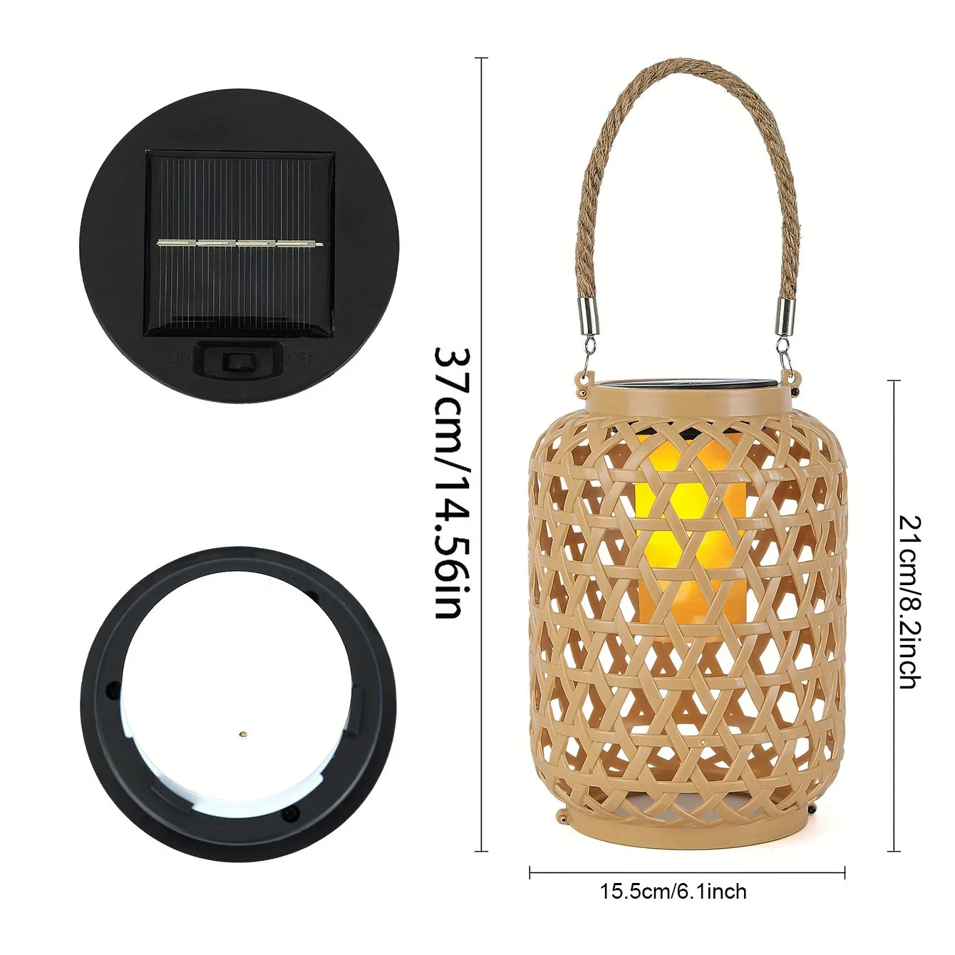 1PC Solar Lantern Outdoor, Decorative Candle Lamp with Auto On/Off, Waterproof Solar Powered for Garden/Patio/Yard Decor