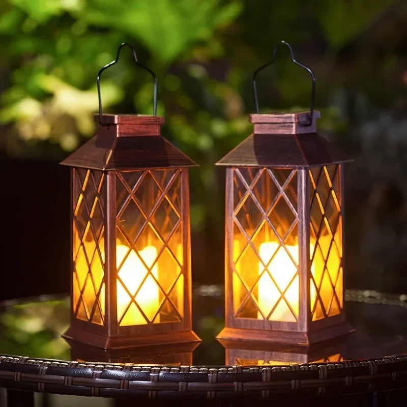 1PC Solar Lantern Outdoor, Decorative Candle Lamp with Auto On/Off, Waterproof Solar Powered for Garden/Patio/Yard Decor